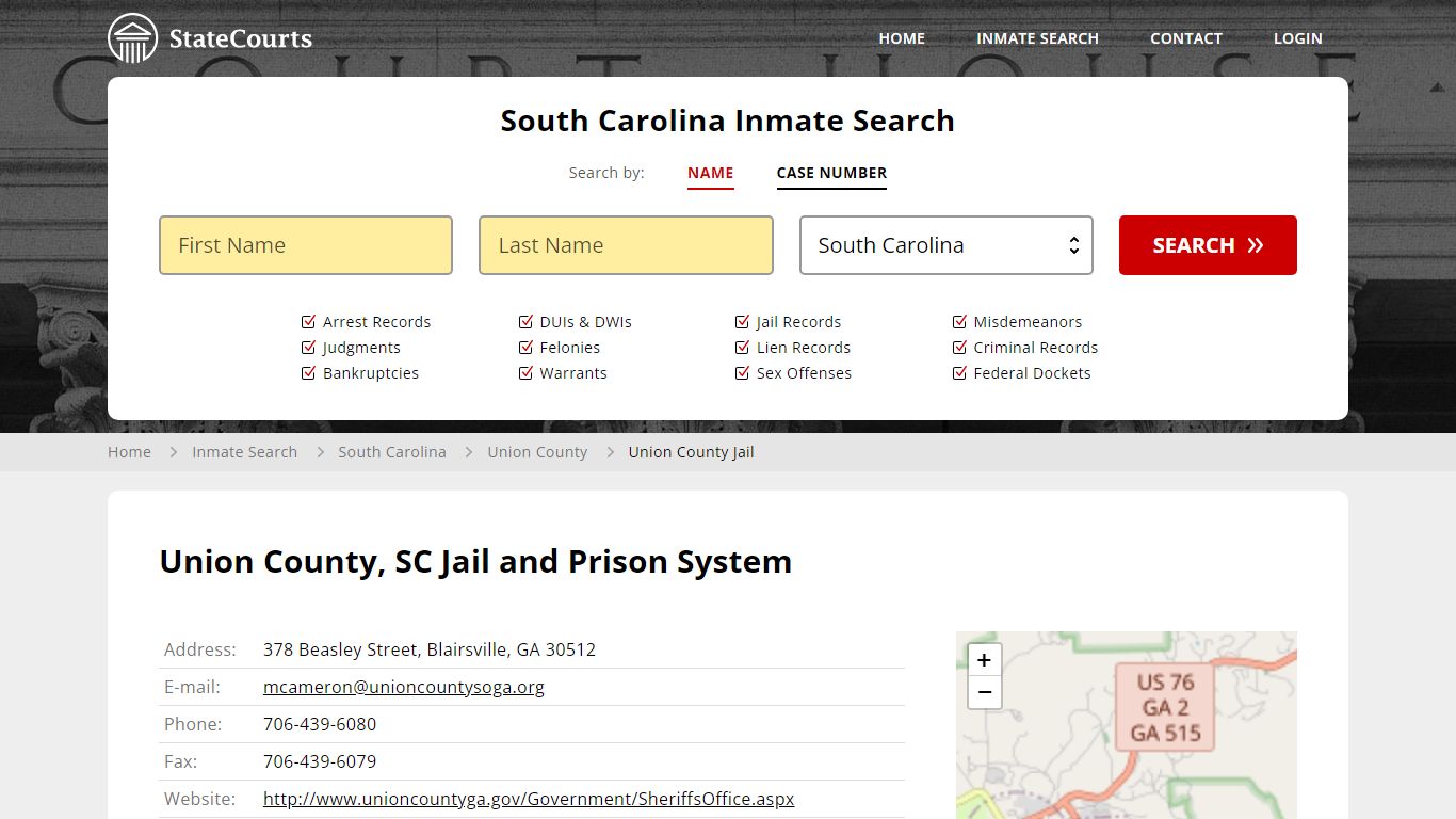 Union County Jail Inmate Records Search, South Carolina - StateCourts